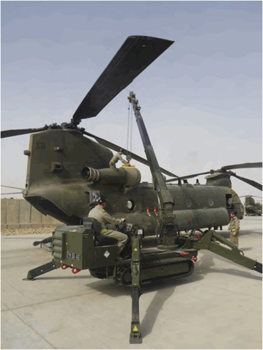 Heavy lift: the spider in action at Camp Bastion, image courtesy of Desider magazine