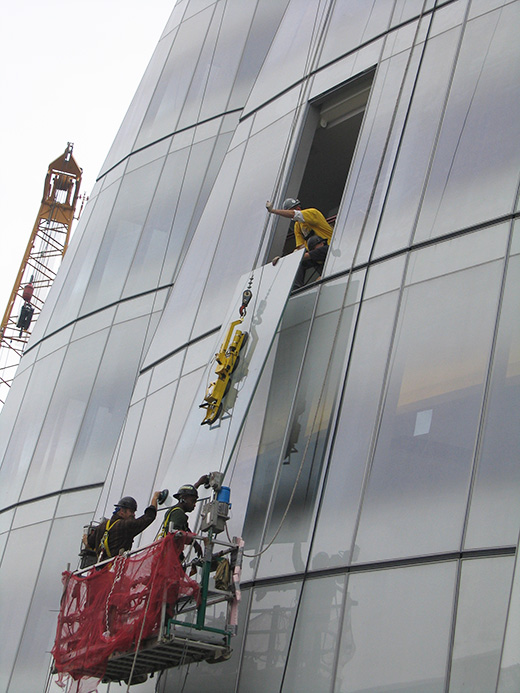 P11104 Four In Line lifter glazing the IAC Building