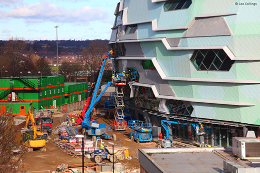 UNIC mini spider crane at Leeds arena site