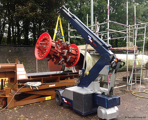 G20 lifting cleaning pig at National Grid facility