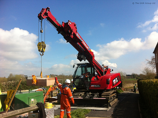 MCC805 compact crane works at Derbyshire canal