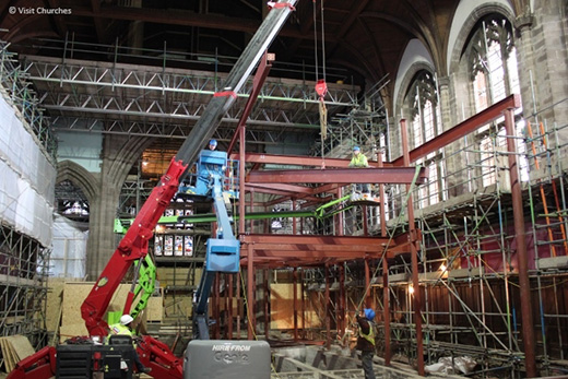 UNIC mini crane working at All Souls Church