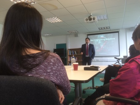 Daniel Ezzatvar gives a talk at Salford University
