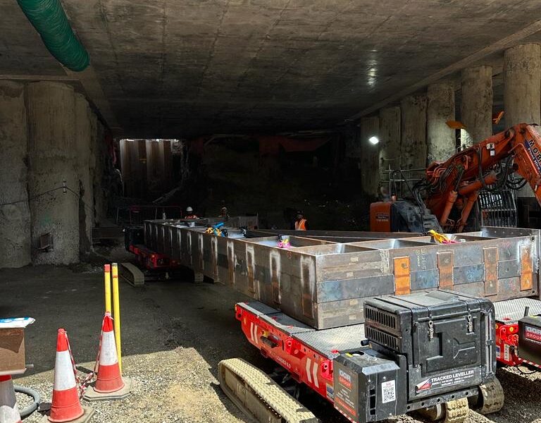 Four Tracked Leveller 6.0s carrying 10t of steel at Riverlinx's Silvertown Tunnel project. Four Tracked Leveller 6.0s carrying 10t of steel at Riverlinx's Silvertown Tunnel project.