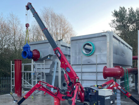 Mini Spider Crane Lifts Pipework at Sewage Treatment Works