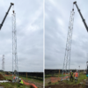 MCC1004 Mini Crawler Crane lifting 15m steel lattice towers at a solar farm