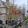 A Libro 2500B Overhang Beam and GL-UMC 600 Glass Manipulator lifting glazing under the overhang of a Grade II listed building.